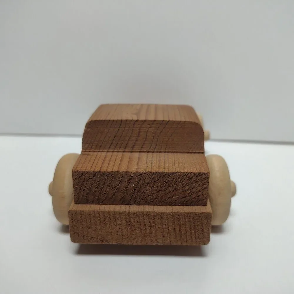Vintage Handcrafted California Redwood Rolling Wooden Wheel Toy Flatbed Truck